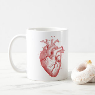 Anatomisch rotes Herz Vintage-Druck Kaffeetasse