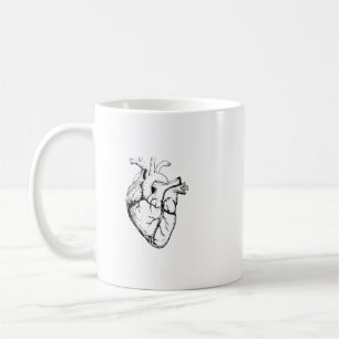 Anatomische Herz-Vintage-Linienkunst Kaffeetasse