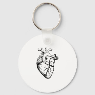 Anatomische Herz-Vintage-Linienkunst Schlüsselanhänger