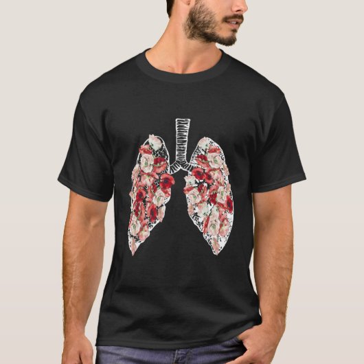 Anatomische Lungen und Blume T-Shirt (Vorderseite)
