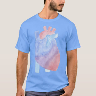 Anatomische Wasserfarbenherzen T-Shirt