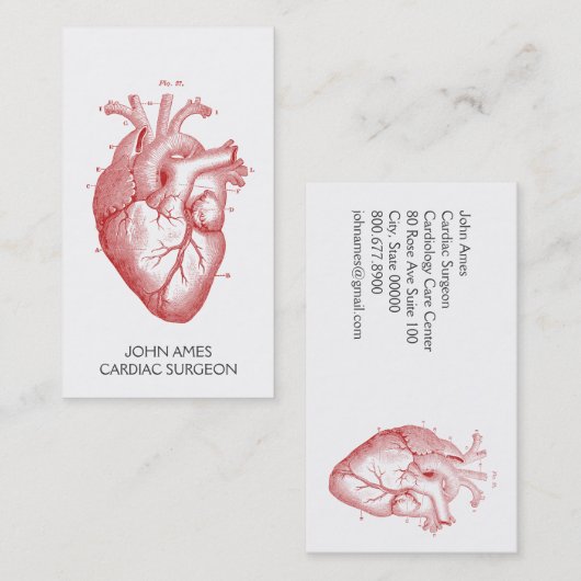 Anatomischer Herzchirurg Visitenkarte (Vorne/Hinten)