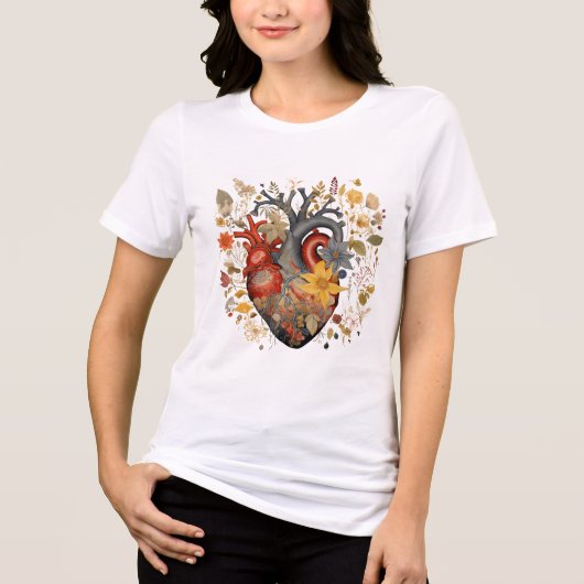 Anatomisches Blumenherz" T - Shirt der Frauen (Vorderseite)