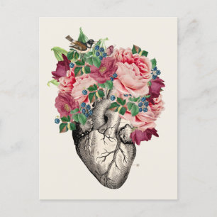 Anatomisches Herz bis zum Überfließen gefüllt Postkarte