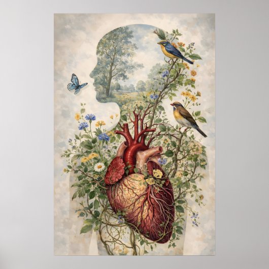 Anatomisches Herz Geist Poster, Botanische Anatomi Poster (Vorne)
