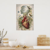 Anatomisches Herz Geist Poster, Botanische Anatomi Poster (Küche)