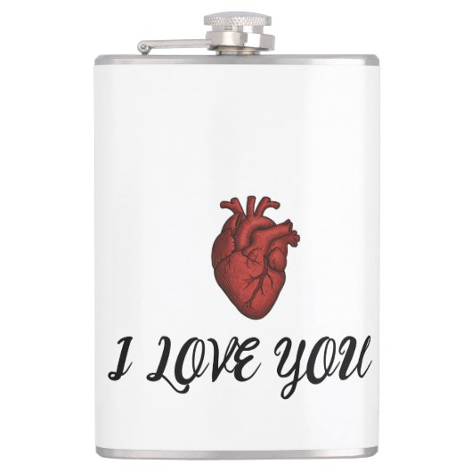 Anatomisches Herz "Ich liebe dich"  Flachmann (Vorderseite)