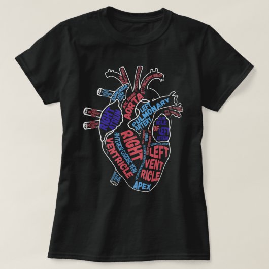 Anatomisches Herz Krankenversorgung Kardiologie T-Shirt (Design vorne)
