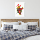 Anatomisches Herz mit Blume, Blumenherz Leinwanddruck (Insitu (Schlafzimmer))