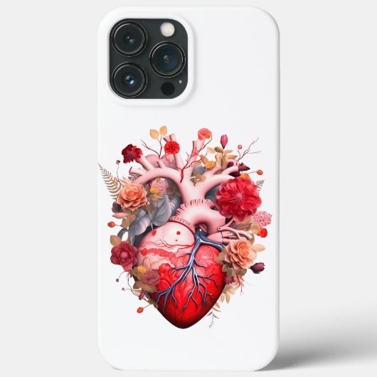 Anatomisches Herz mit Blume Case-Mate iPhone Hülle (Rückseite)