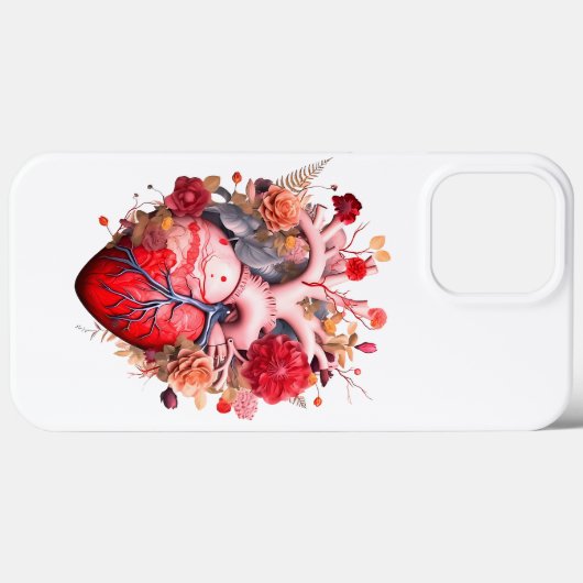 Anatomisches Herz mit Blume Case-Mate iPhone Hülle (Rückseite (Horizontal))