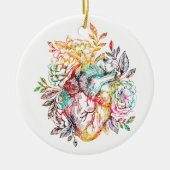 Anatomisches Herz mit Blume Keramik Ornament (Vorne)