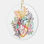 Anatomisches Herz mit Blume Keramik Ornament (Links)