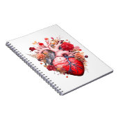 Anatomisches Herz mit Blume Notizblock (Rechte Seite)