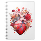 Anatomisches Herz mit Blume Notizblock (Vorderseite)
