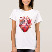 Anatomisches Herz mit Blume T-Shirt (Vorderseite)