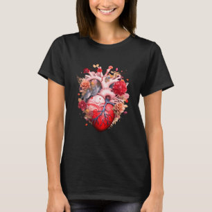 Anatomisches Herz mit Blume T-Shirt