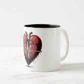 Anatomisches Herz mit Lebensstil Zweifarbige Tasse (VorderseiteRechts)