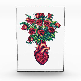 Anatomisches Herz mit Rose, Herzkrieger Fotoblock