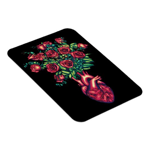 Anatomisches Herz mit Rose, Herzkrieger Magnet (Rechte Seite)