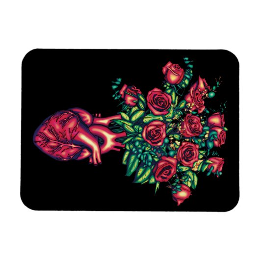 Anatomisches Herz mit Rose, Herzkrieger Magnet (Horizontal)