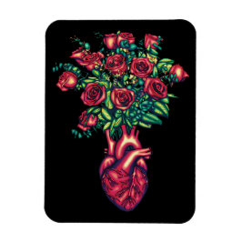 Anatomisches Herz mit Rose, Herzkrieger Magnet