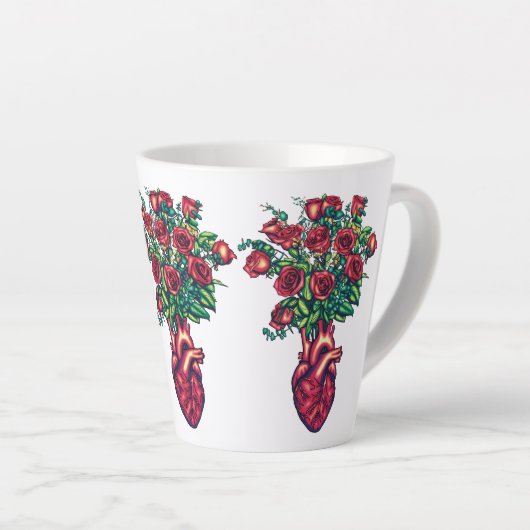 Anatomisches Herz mit Rose, Herzkrieger Milchtasse (Rechte Ecke)