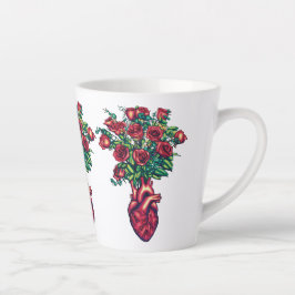 Anatomisches Herz mit Rose, Herzkrieger Milchtasse