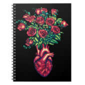 Anatomisches Herz mit Rose, Herzkrieger Notizblock (Vorderseite)