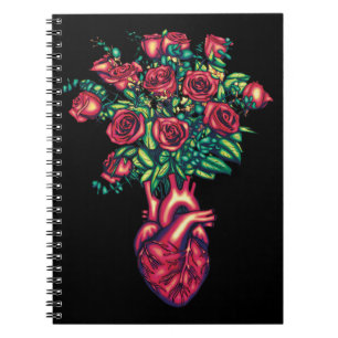 Anatomisches Herz mit Rose, Herzkrieger Notizblock