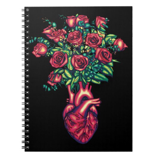 Anatomisches Herz mit Rose, Herzkrieger Notizblock (Vorderseite)