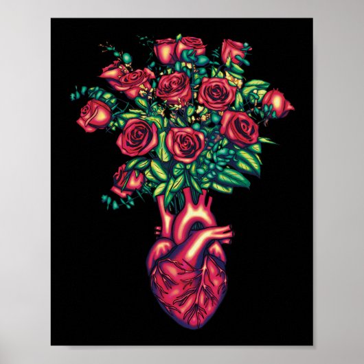 Anatomisches Herz mit Rose, Herzkrieger Poster (Vorne)