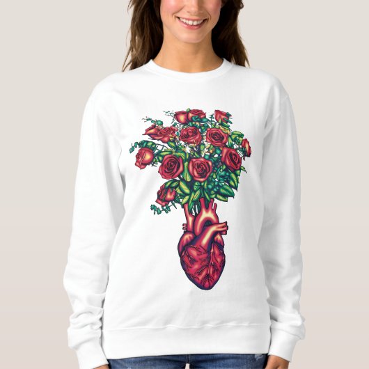 Anatomisches Herz mit Rose, Herzkrieger Sweatshirt (Vorderseite)