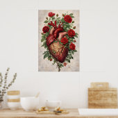 Anatomisches Herz Rosen Poster, Botanisch Poster (Küche)