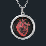 Anatomisches Herz-Rot- und Schwarz-Pendant-Netzkla Versilberte Kette<br><div class="desc">Vintage anatomische Anatomie des menschlichen Herzens Rot-Schwarz-Silber-Pendant-Kette</div>