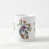 Anatomisches Herz und Blume Anatomischer Herzprin Kaffeetasse (Mittel)