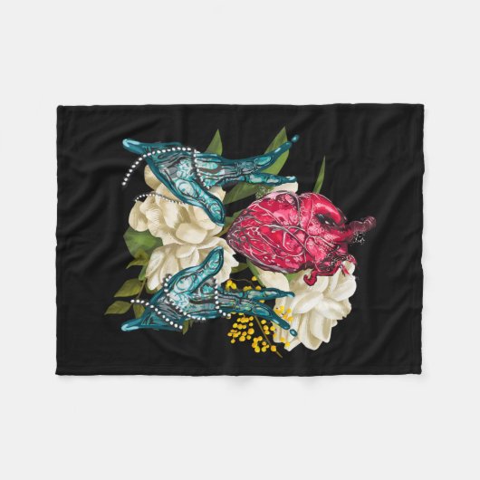 Anatomisches Herz und Blume Doktor Valentin Fleecedecke (Vorderseite (Horizontal))