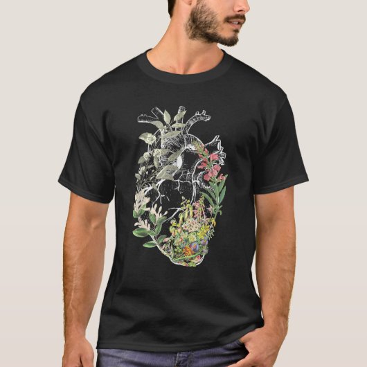 Anatomisches Herz und Blume zeigen Ihre Liebe T-Shirt (Vorderseite)