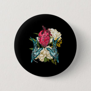 Anatomisches Herz und Blumen Doktor Valentin Button