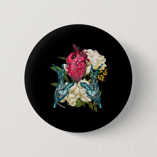 Anatomisches Herz und Blumen Doktor Valentin Button (Vorderseite)