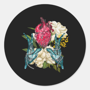 Anatomisches Herz und Blumen Doktor Valentin Runder Aufkleber