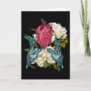 Anatomisches Herz und Blumen Doktor Valentine  Karte