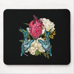 Anatomisches Herz und Blumen Doktor Valentine  Mousepad
