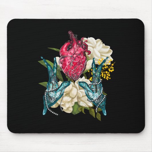 Anatomisches Herz und Blumen Doktor Valentine Mousepad (Vorne)
