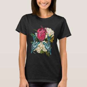 Anatomisches Herz und Blumen Doktor Valentine  T-Shirt
