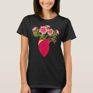 Anatomisches Herz und Blumen Florist Gärtner Bota T-Shirt