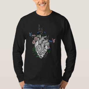 Anatomisches Herz und Blumen  Krankenschwester Arz T-Shirt