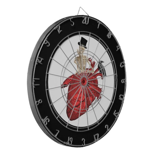 Anatomisches Herz und gotisches Skelett Dartscheibe (Vorderseite Links)