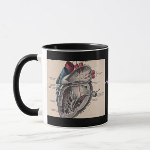 Anatomisches Herz Vintage-Diagramm personalisiert Tasse