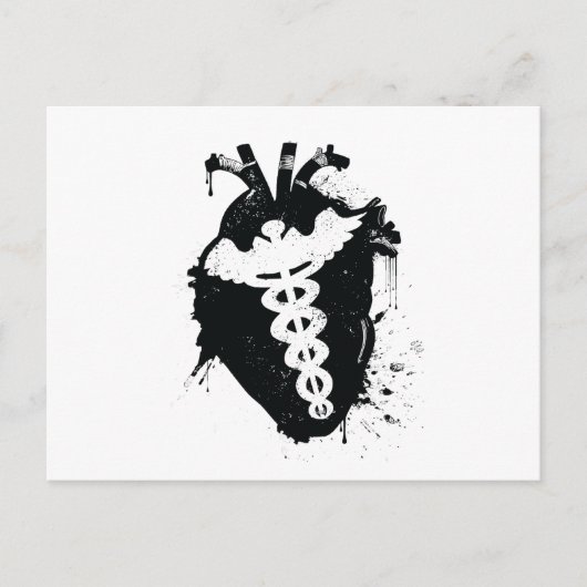Anatomisches Herz von Caduceus Postkarte (Vorderseite)